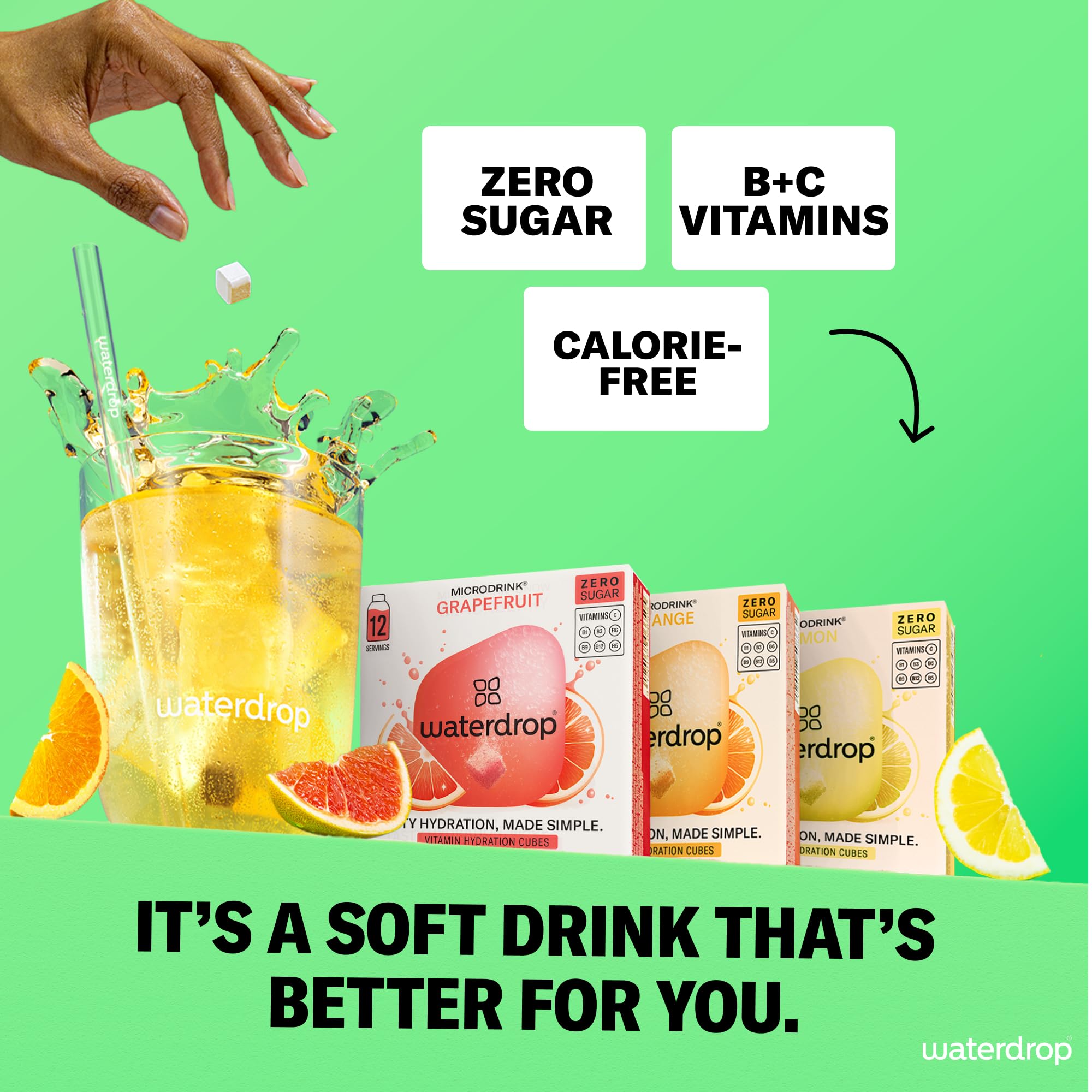 Waterdrop Hydration Cubes lemon flavor for a bright, calorie-free refresh