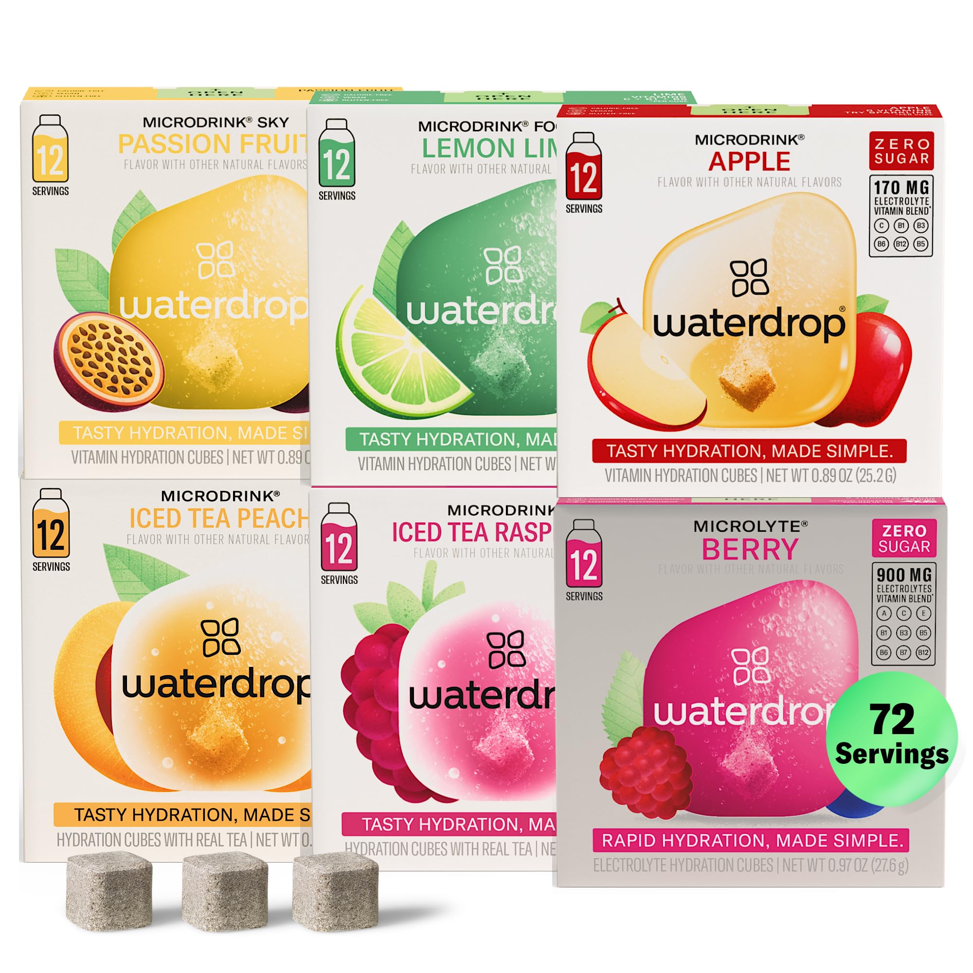 Waterdrop Microdrink cubes in variety pack for versatile on-the-go hydration.