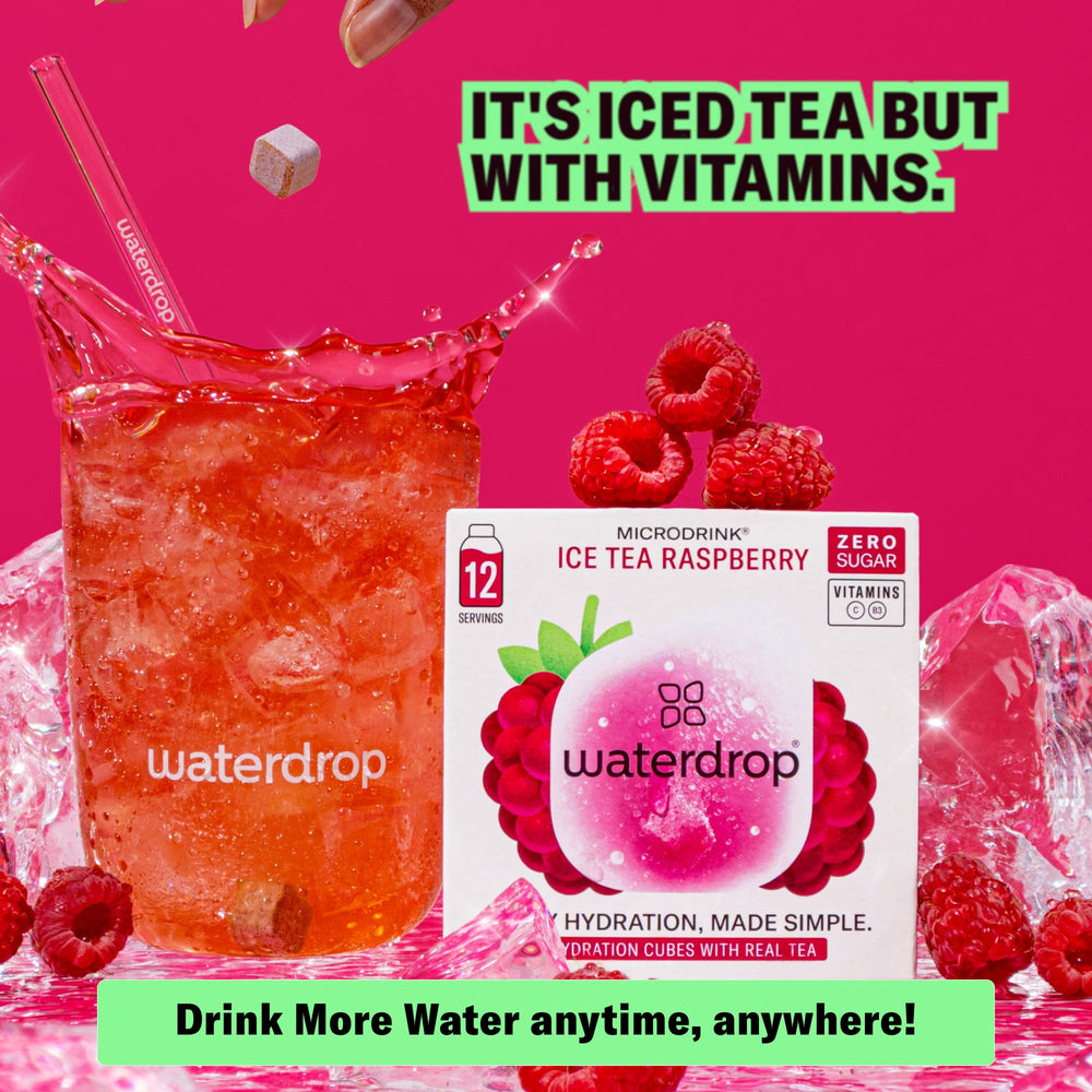 Waterdrop Hydration Cubes in still water create a clean, flavorful sip.