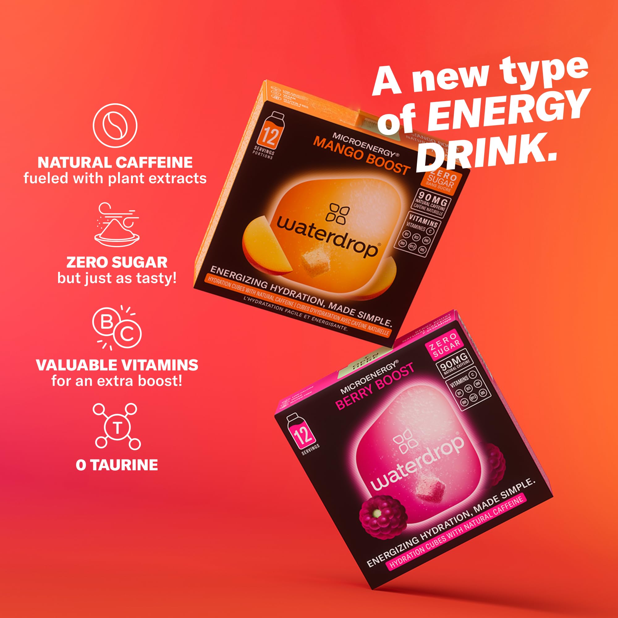 Waterdrop Microenergy Mango Boost cubes dissolve for a tropical pick-me-up.