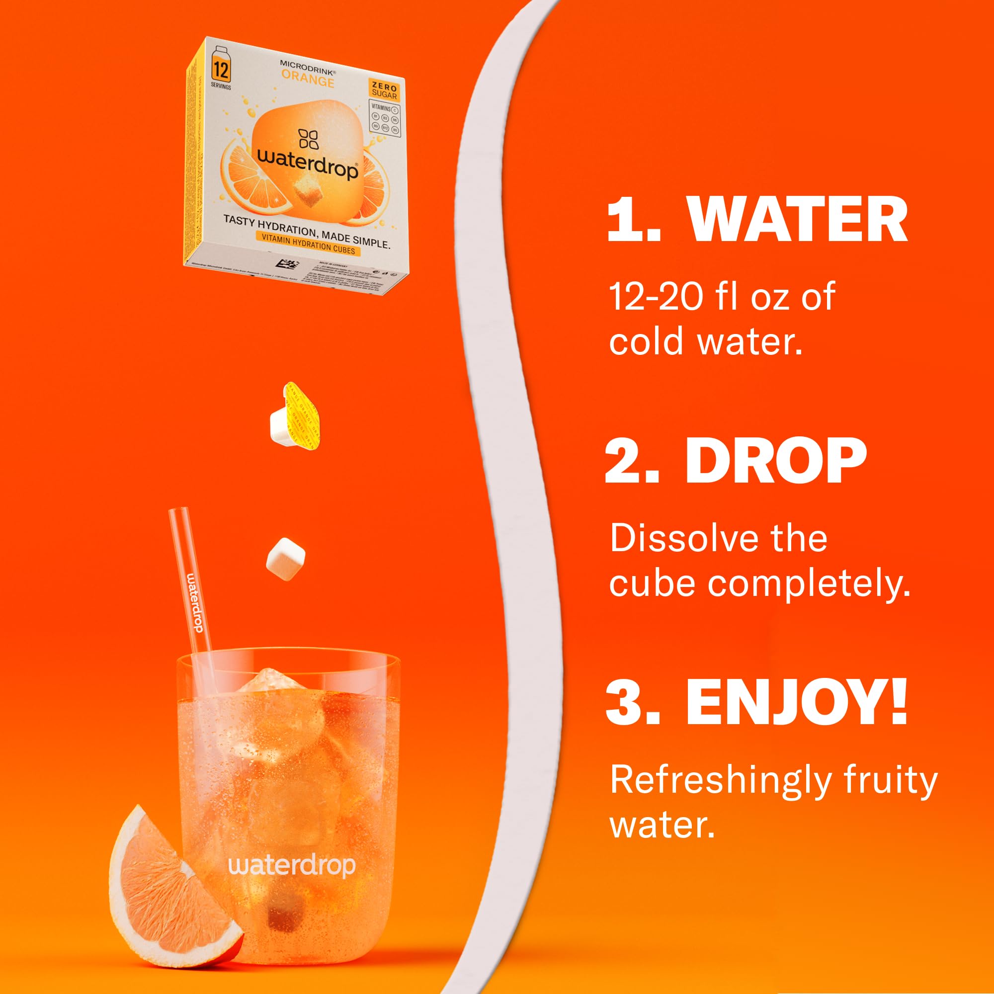 Waterdrop on-the-go cubes emphasize portable hydration in a gym bag or desk.