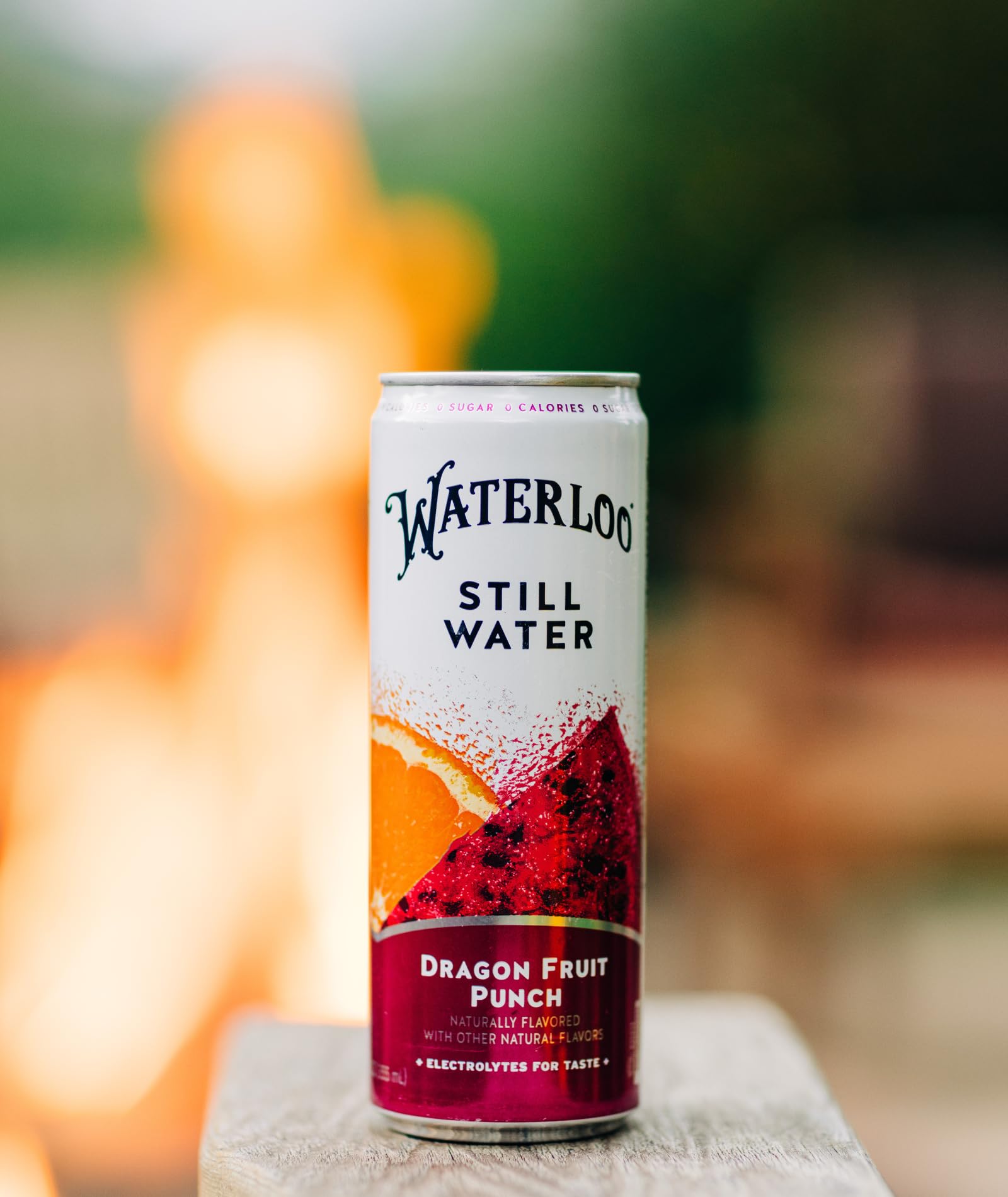Waterloo Dragon Fruit Punch aluminum can packaging emphasizes recyclable, plastic-free design