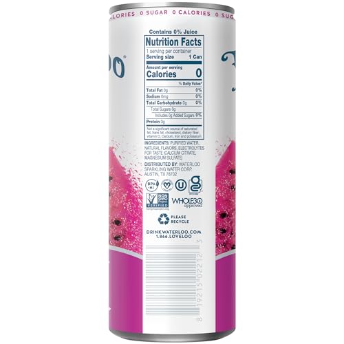 Waterloo Dragon Fruit Punch still water can closeup highlights crisp taste with electrolytes