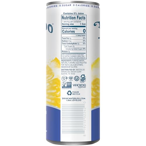 Waterloo Meyer Lemon Blueberry pour-glass highlights lemon-forward aroma and crisp finish