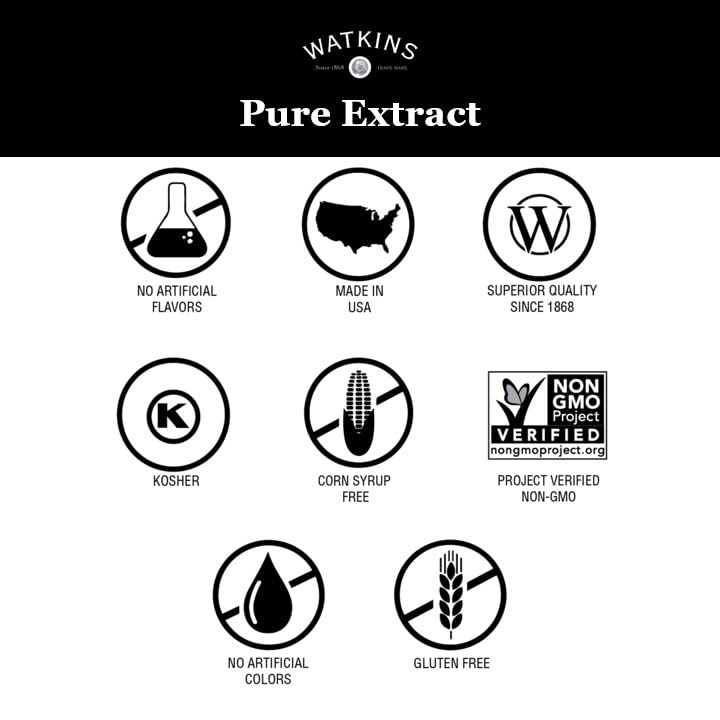 Watkins almond extract added to a mix for dessert flavoring.