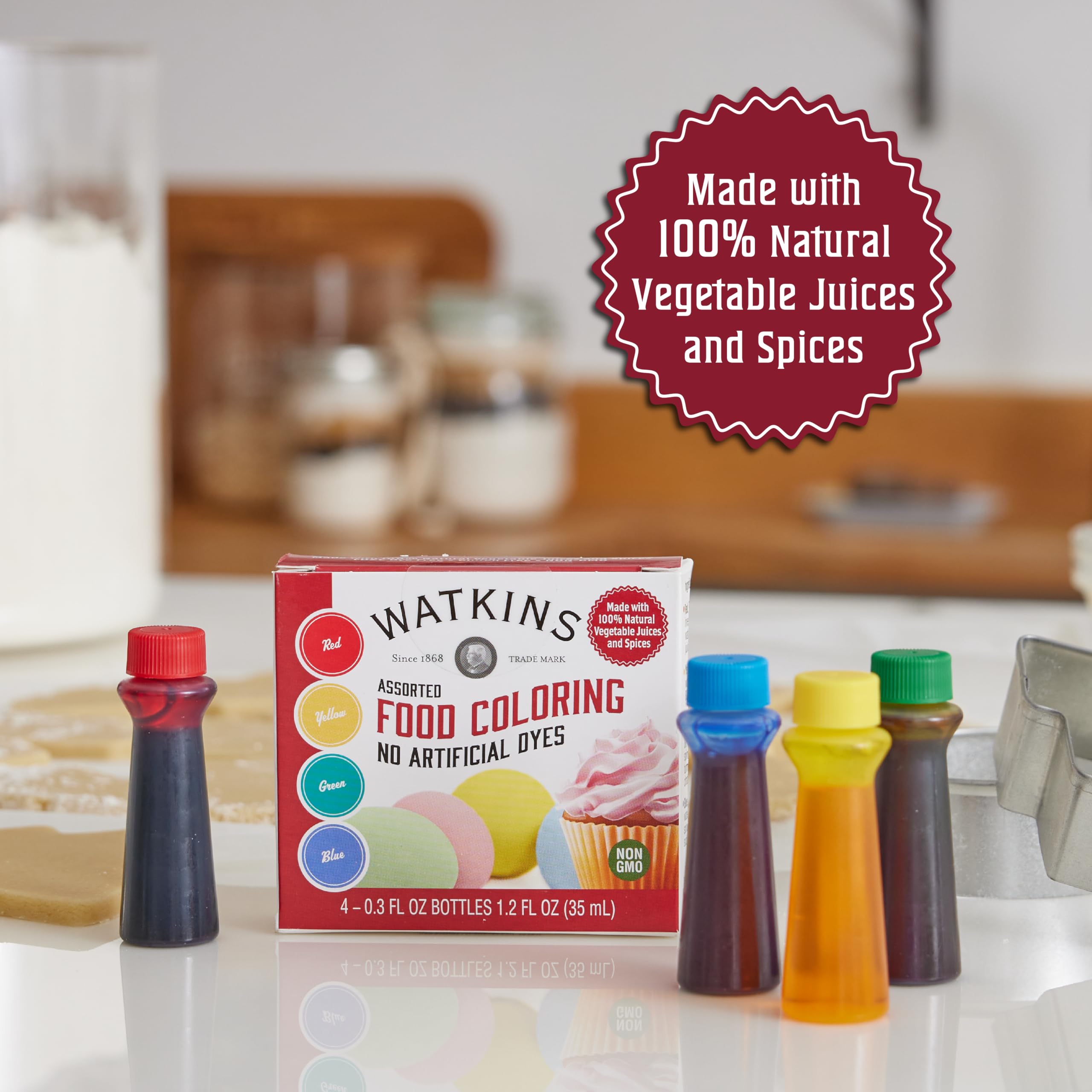 Watkins Assorted Food Coloring blue bottle for bold desserts and icy treats