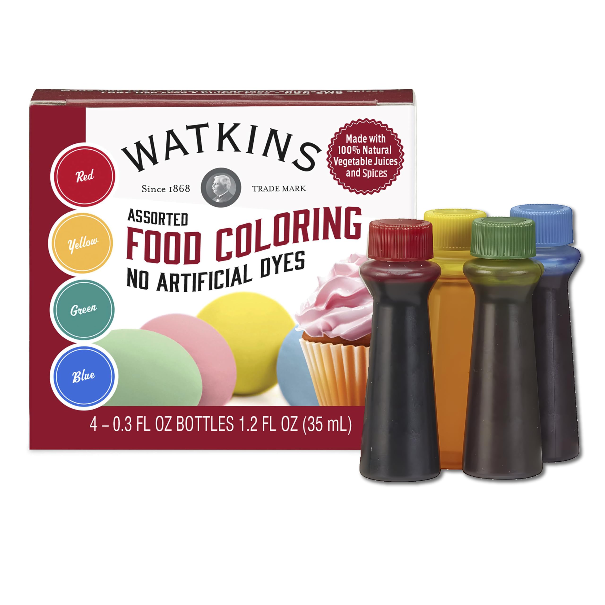 Watkins Assorted Food Coloring red bottle for vibrant frostings and decorations