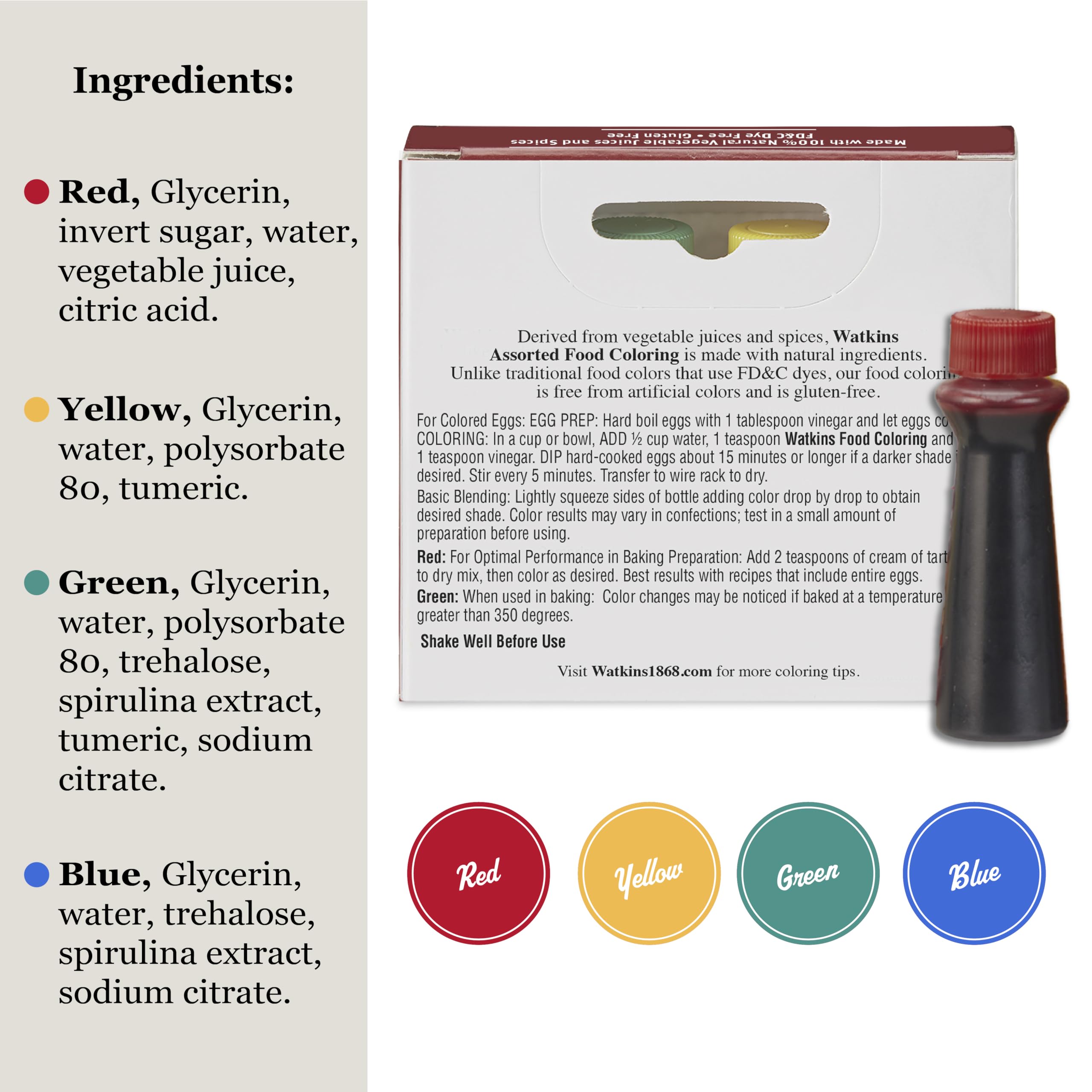 Watkins Assorted Food Coloring yellow bottle for sunny batters and icing