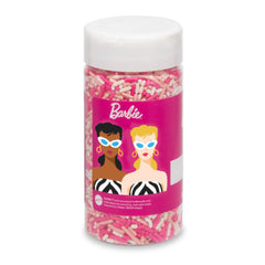 Watkins Barbie Sprinkles Pink Medley on cupcakes enhances party visuals.