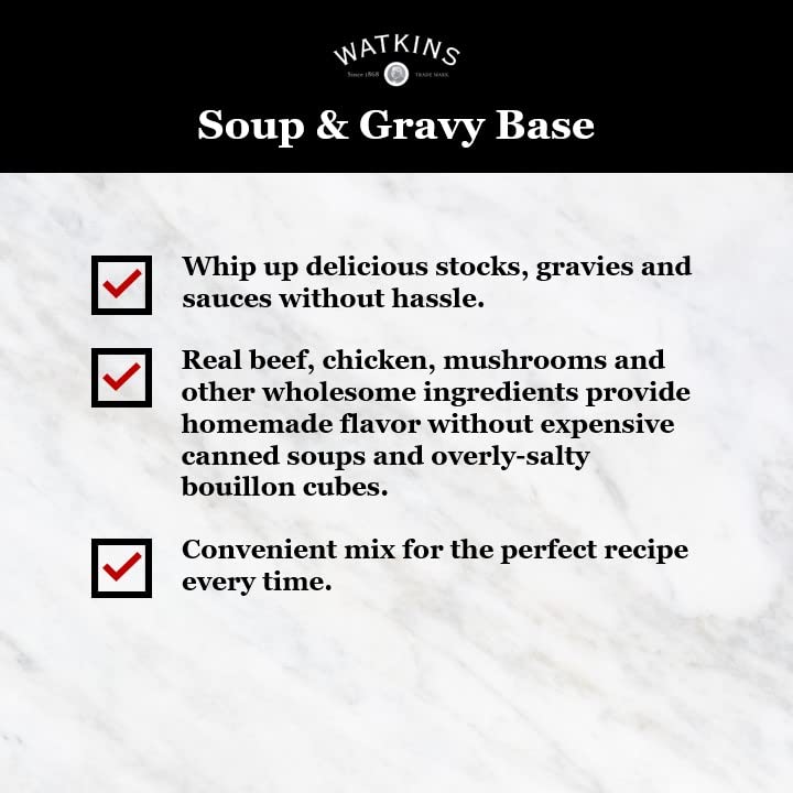 Watkins Beef Base gravy pour highlights rich flavor enhancement for meals.
