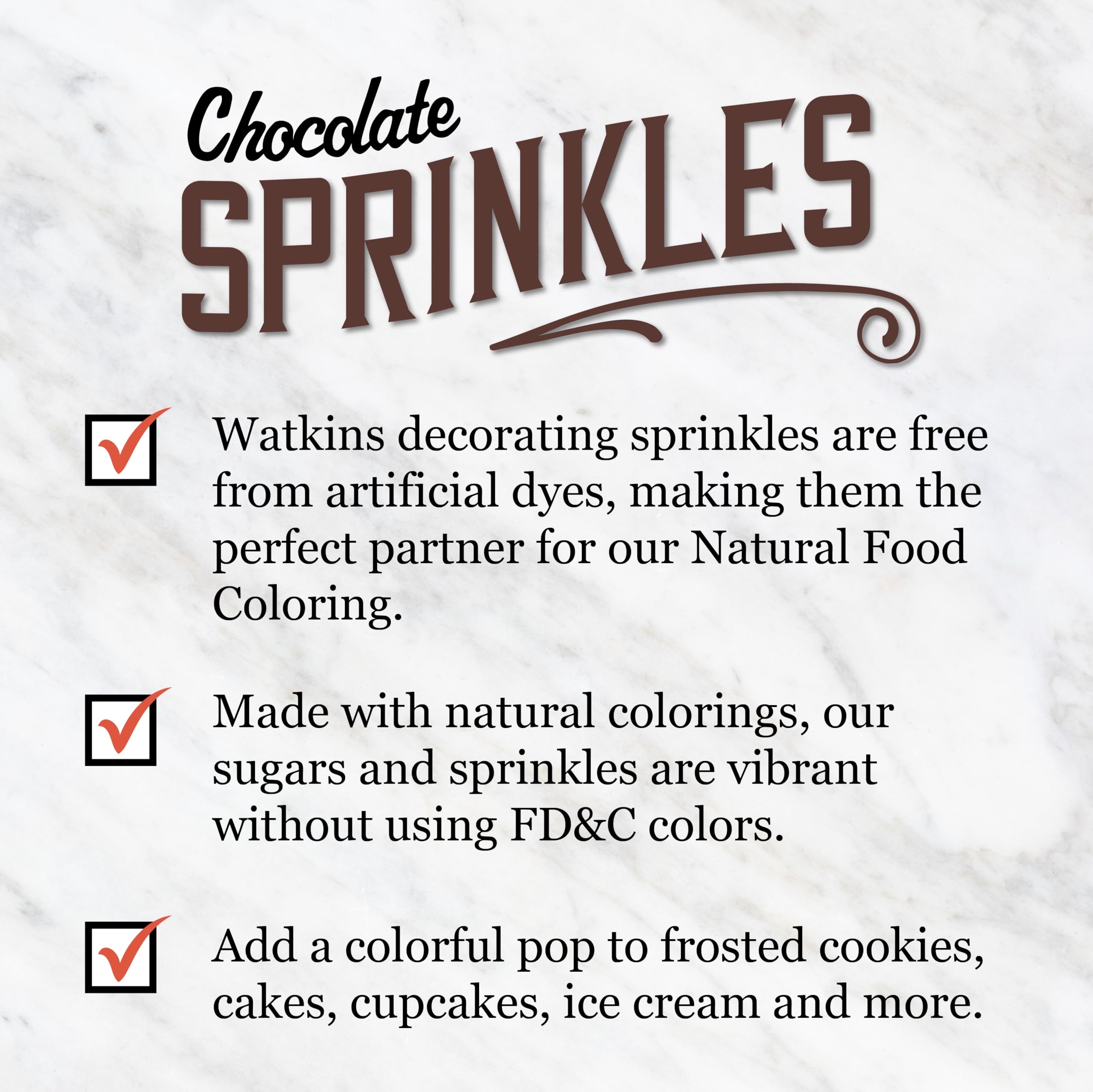 Kosher-certified sprinkles suitable for a wide range of recipes.