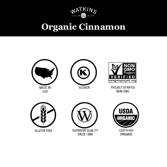 Watkins cinnamon on countertop with measuring spoon, ideal for bulk kitchen use