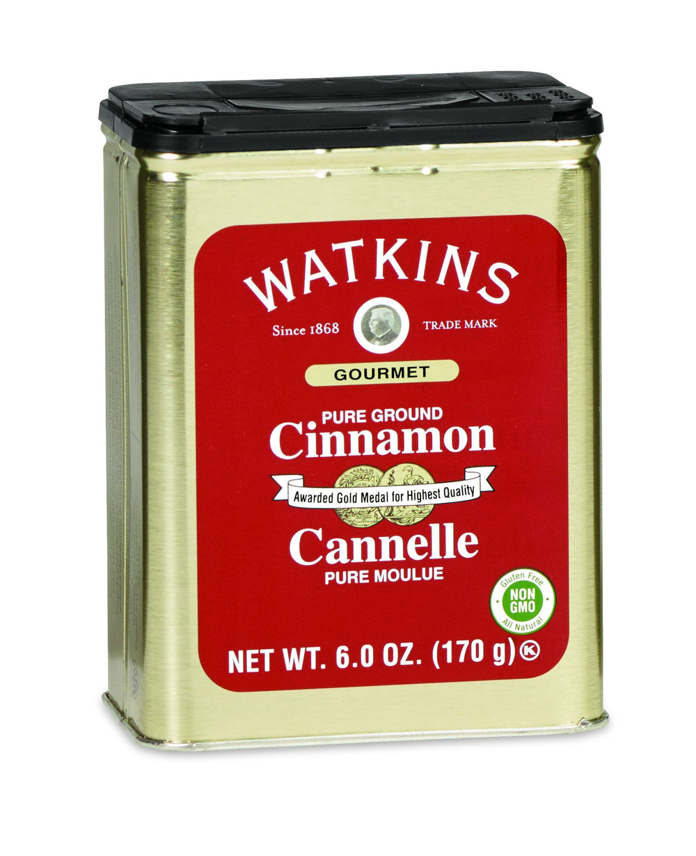Watkins Cinnamon Tin back label with ingredients and certifications clearly listed