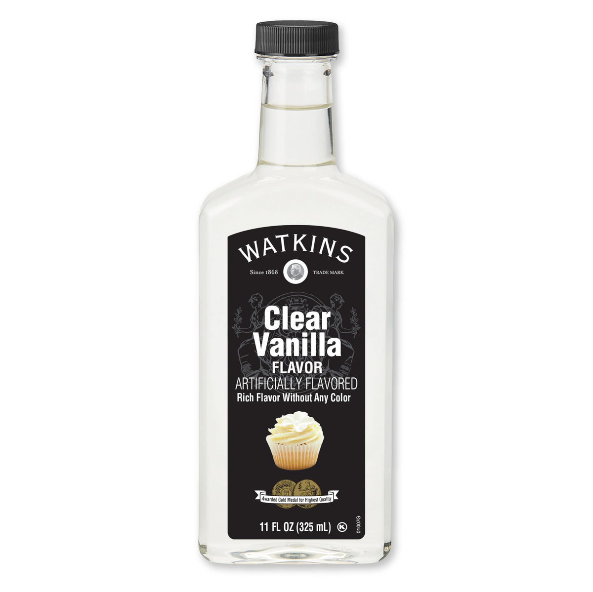 Watkins clear vanilla bottle front for pure flavor in baking