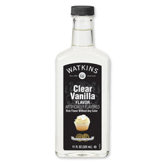 Watkins clear vanilla bottle front for pure flavor in baking
