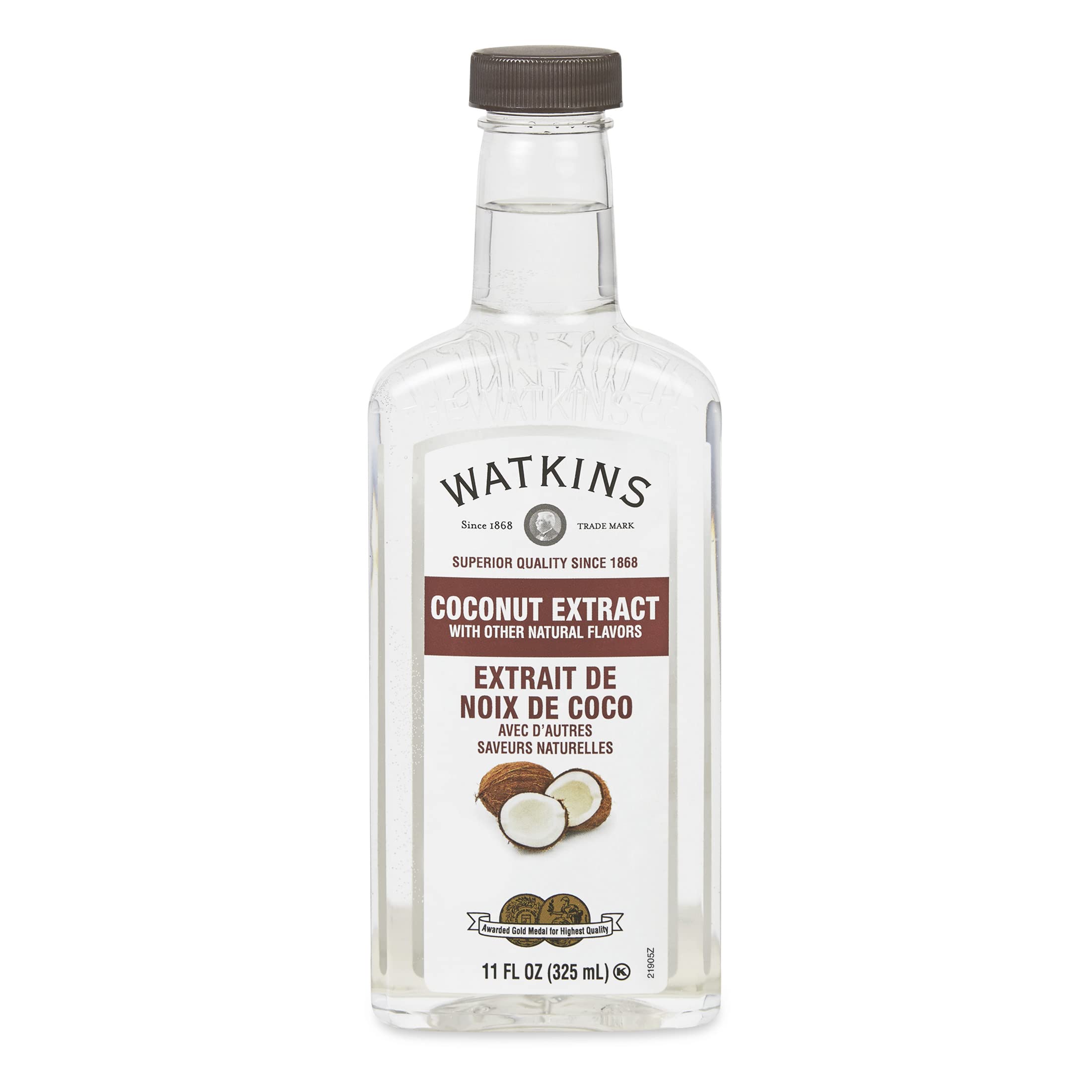 Watkins Coconut Extract bottle front showing premium flavor for baking.