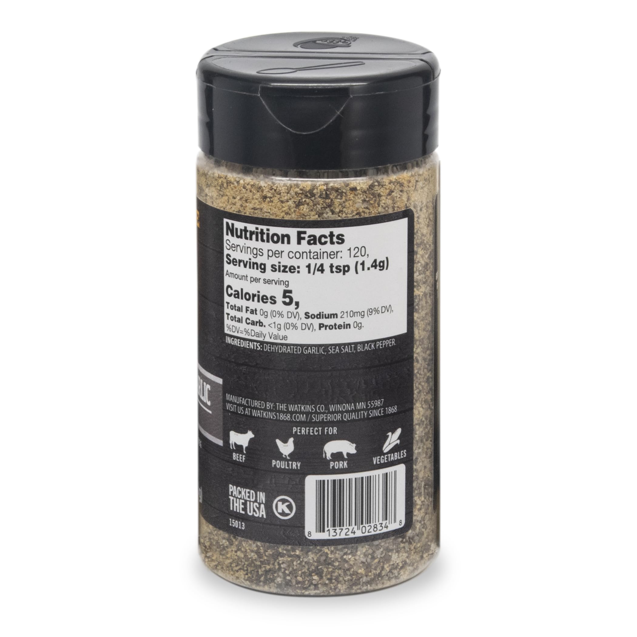 Watkins cracked pepper garlic seasoning sprinkled on vegetables for savory lift.