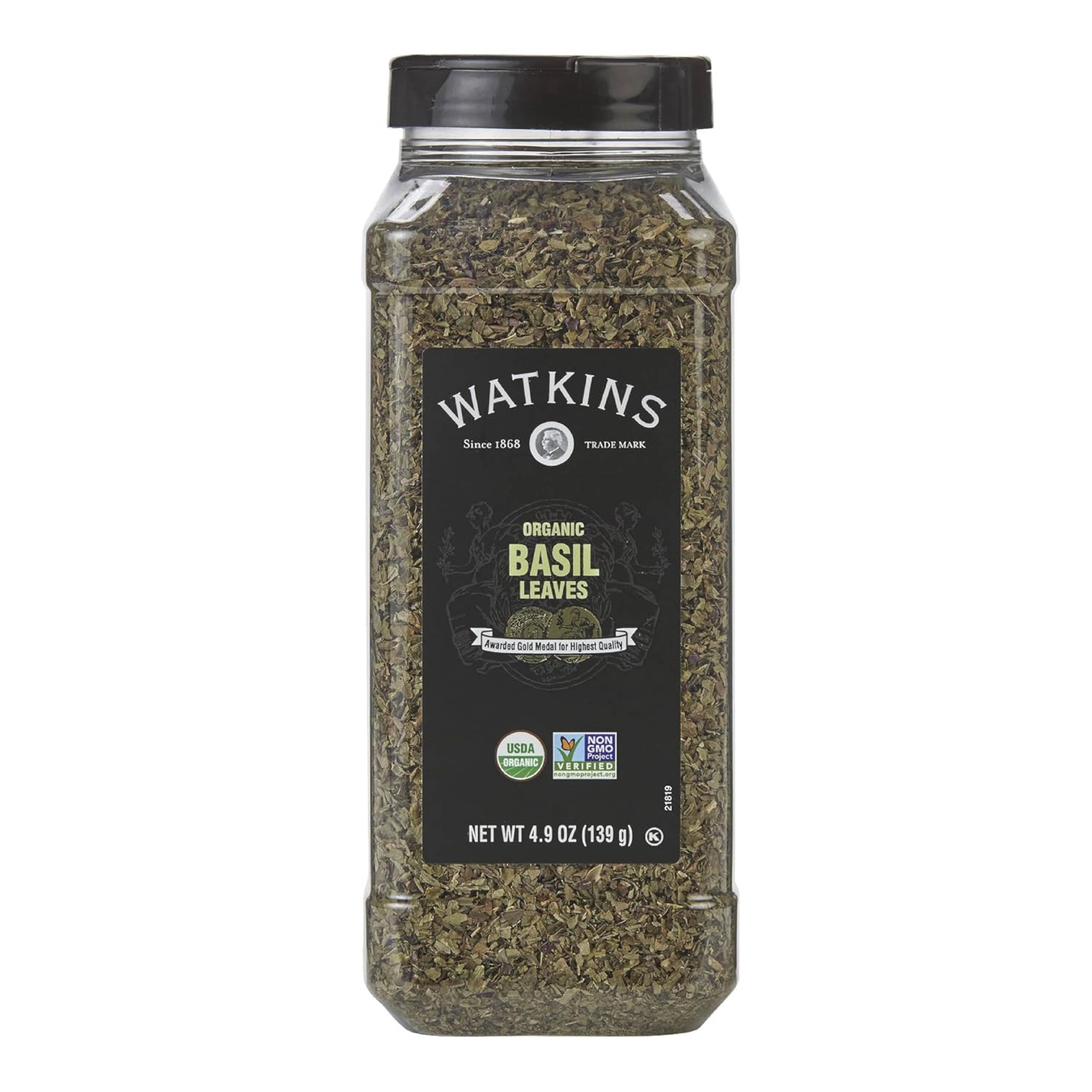 Watkins Organic Basil bulk pack front view highlighting premium flavor in kitchens