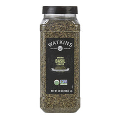 Watkins Organic Basil bulk pack front view highlighting premium flavor in kitchens