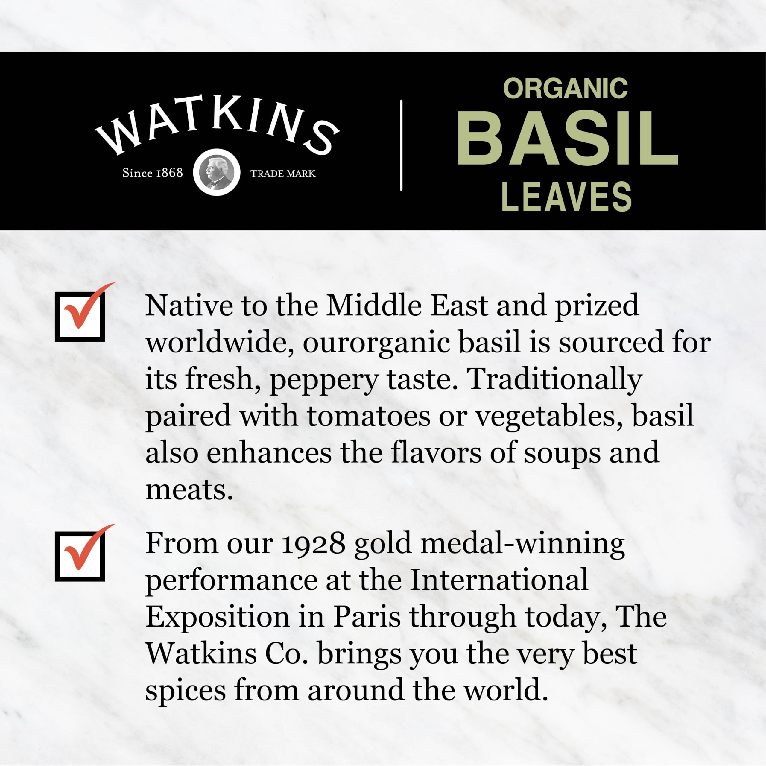 Watkins Organic Basil packed in USA ensures quality and consistency