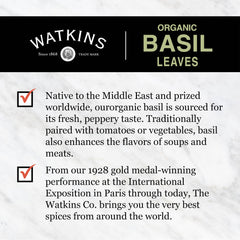Watkins Organic Basil packed in USA ensures quality and consistency