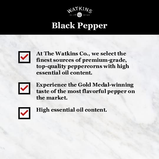 Watkins Organic Black Pepper spice jar suitable for daily cooking and seasoning.