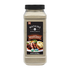 Watkins Organic Brown Gravy Seasoning packaging for quick, mess-free gravies.