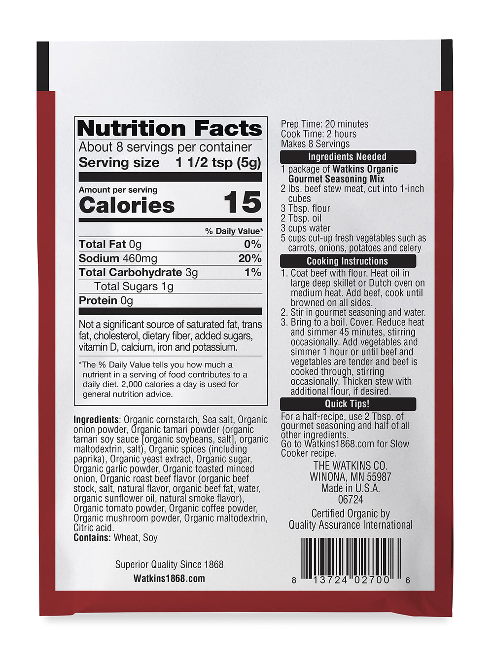 Watkins seasoning bottle showing USDA Organic label for trusted quality