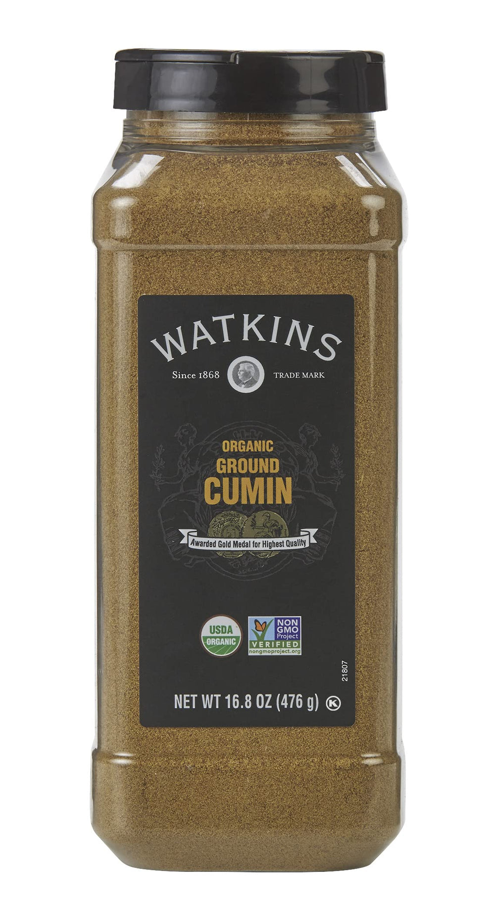 Watkins Organic Ground Cumin bottle front view, ideal for everyday cooking.