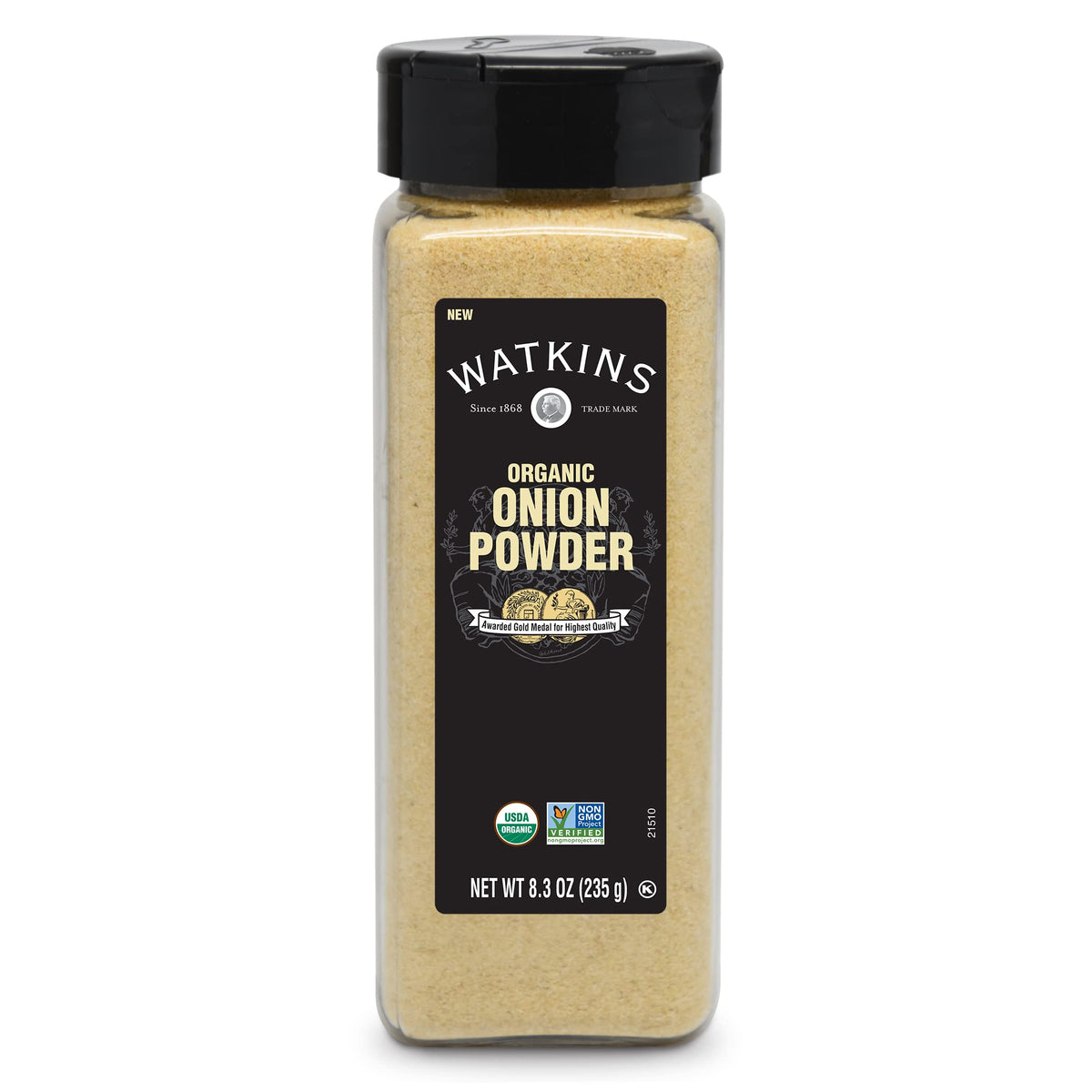 Watkins Organic Onion Powder jar close-up highlighting premium savory depth