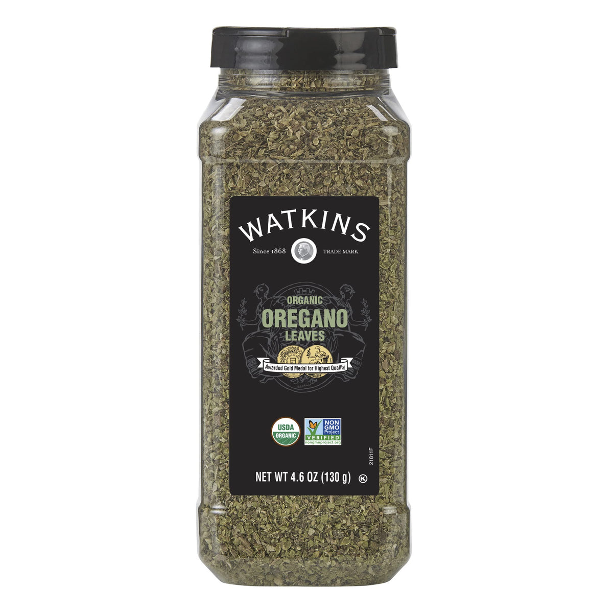 Watkins Organic Oregano bottle front showing label and bold aroma for Italian dishes
