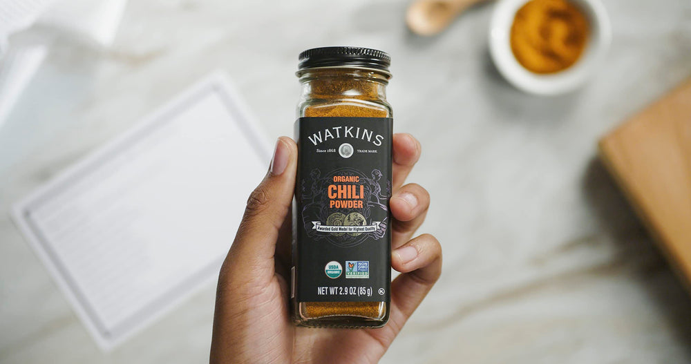 Heritage Watkins spices since 1868 on a classic jar.