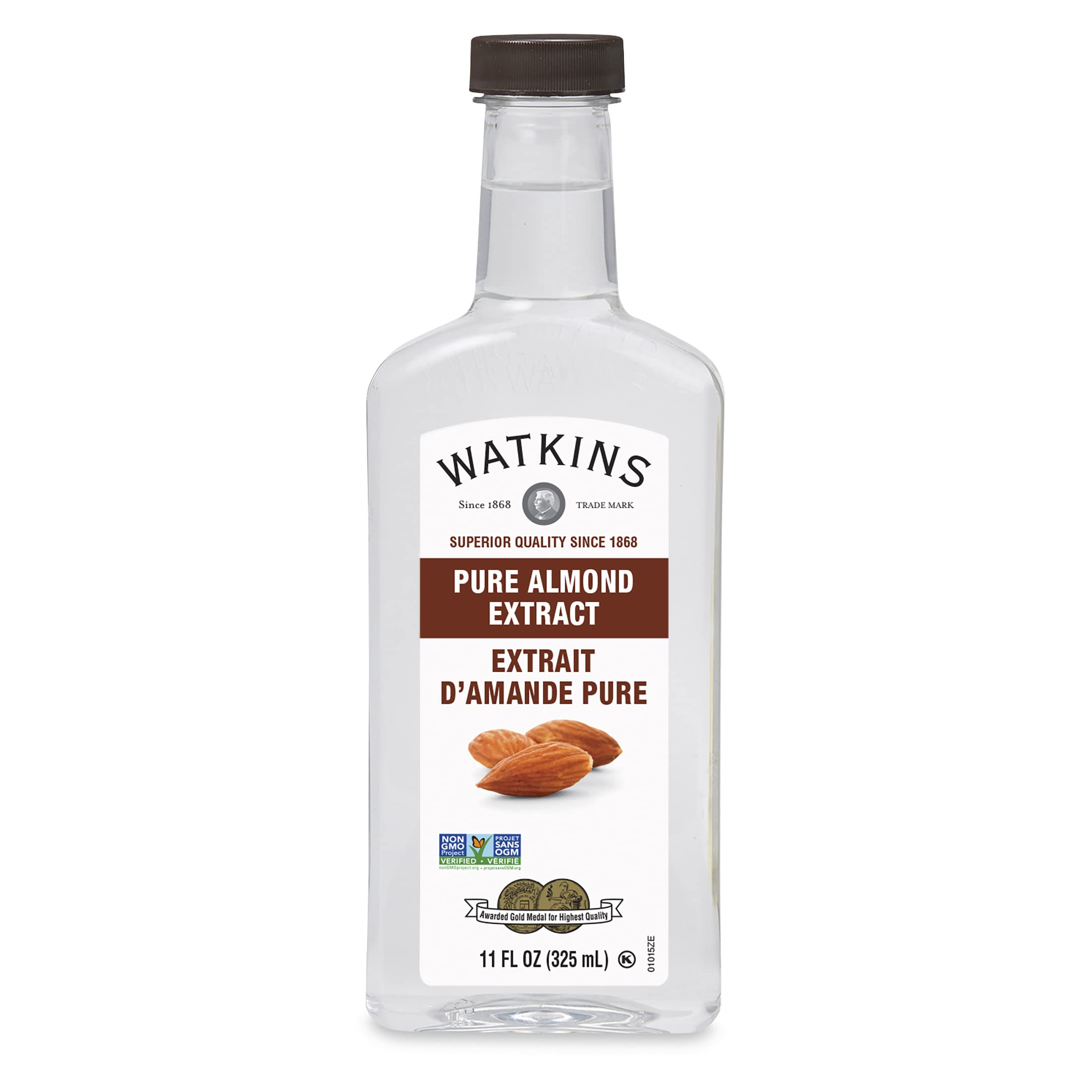 Watkins Pure Almond Extract bottle adds rich almond flavor to desserts