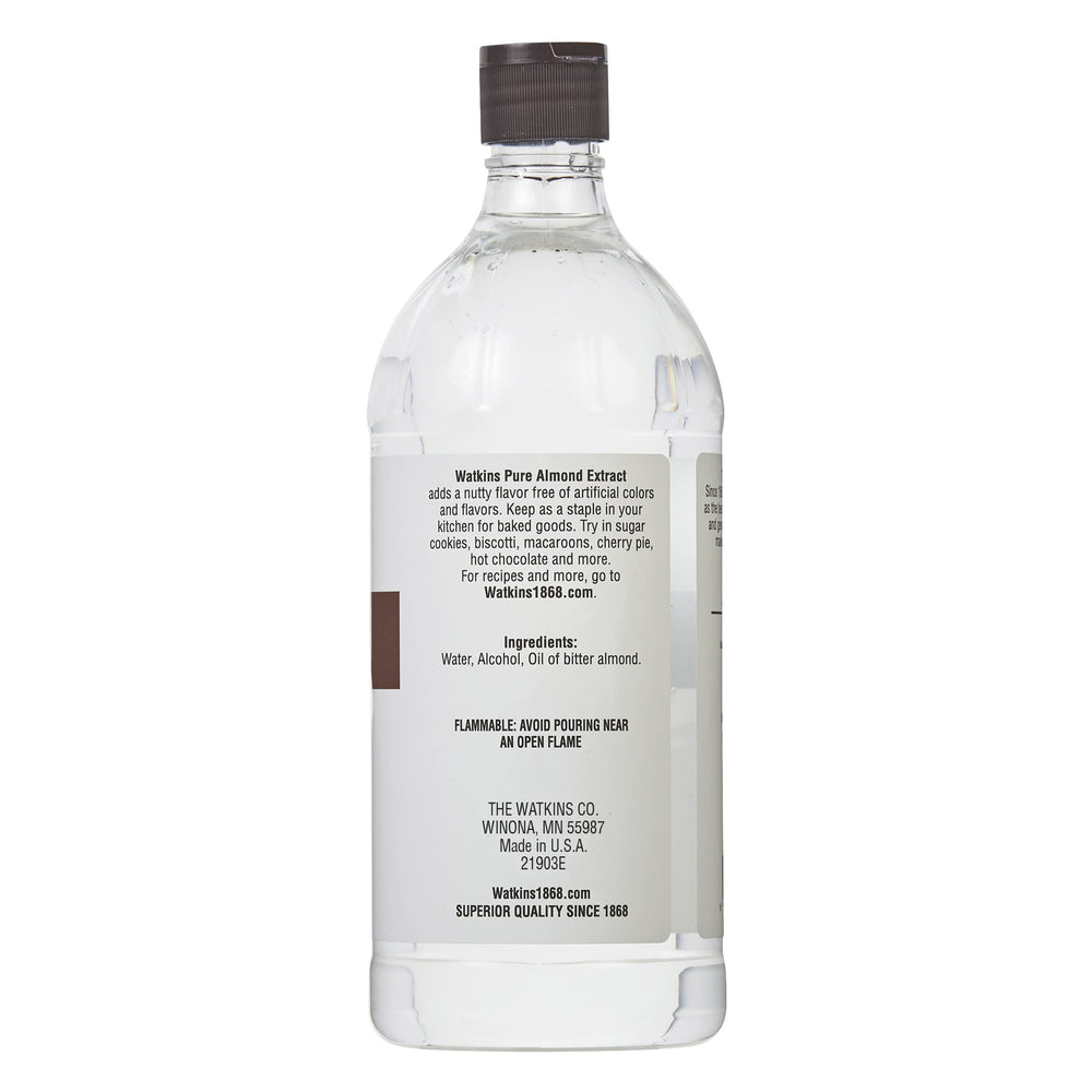 Watkins Pure Almond Extract bottle cap showing controlled pour.