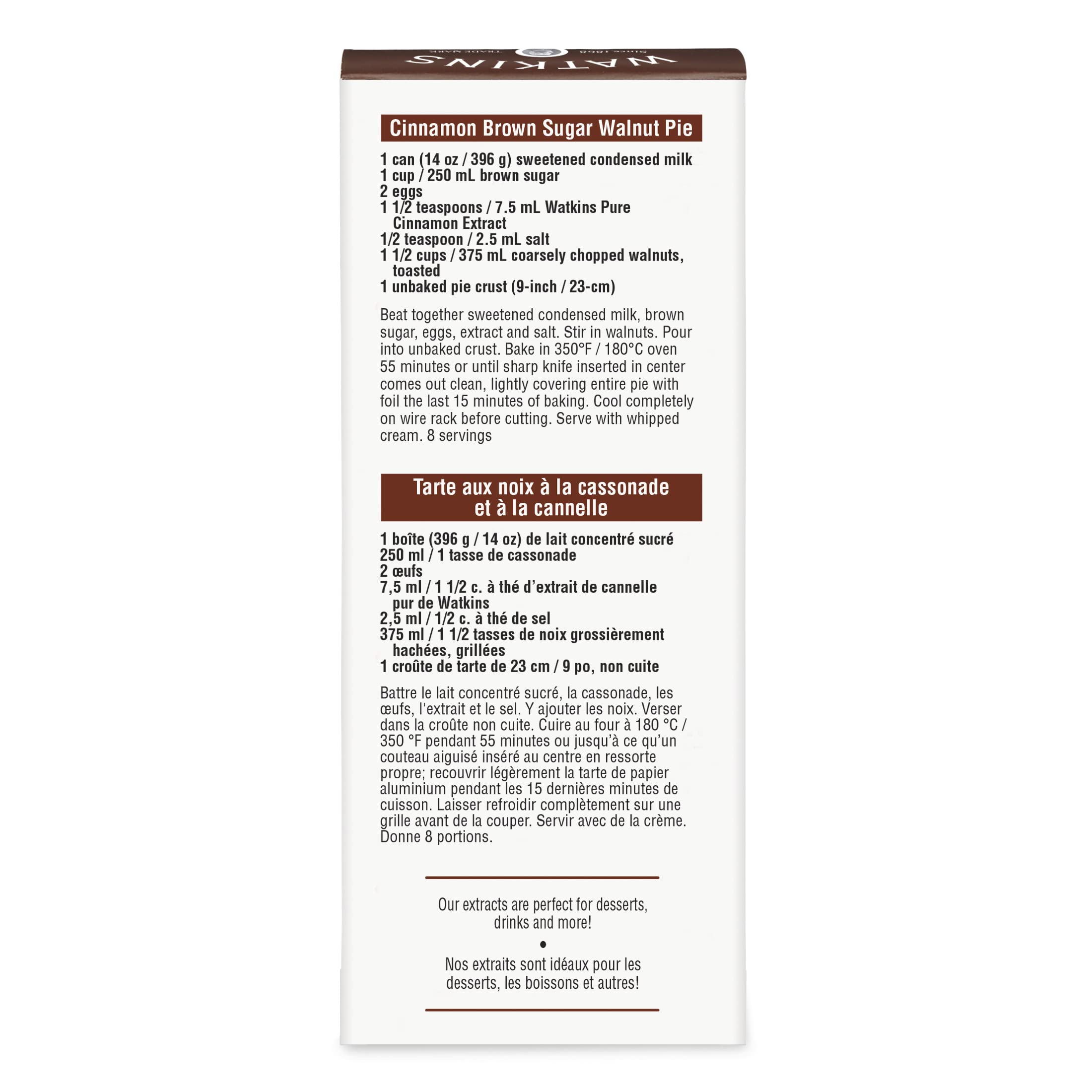 Watkins Pure Cinnamon Extract beside baking ingredients and spices.