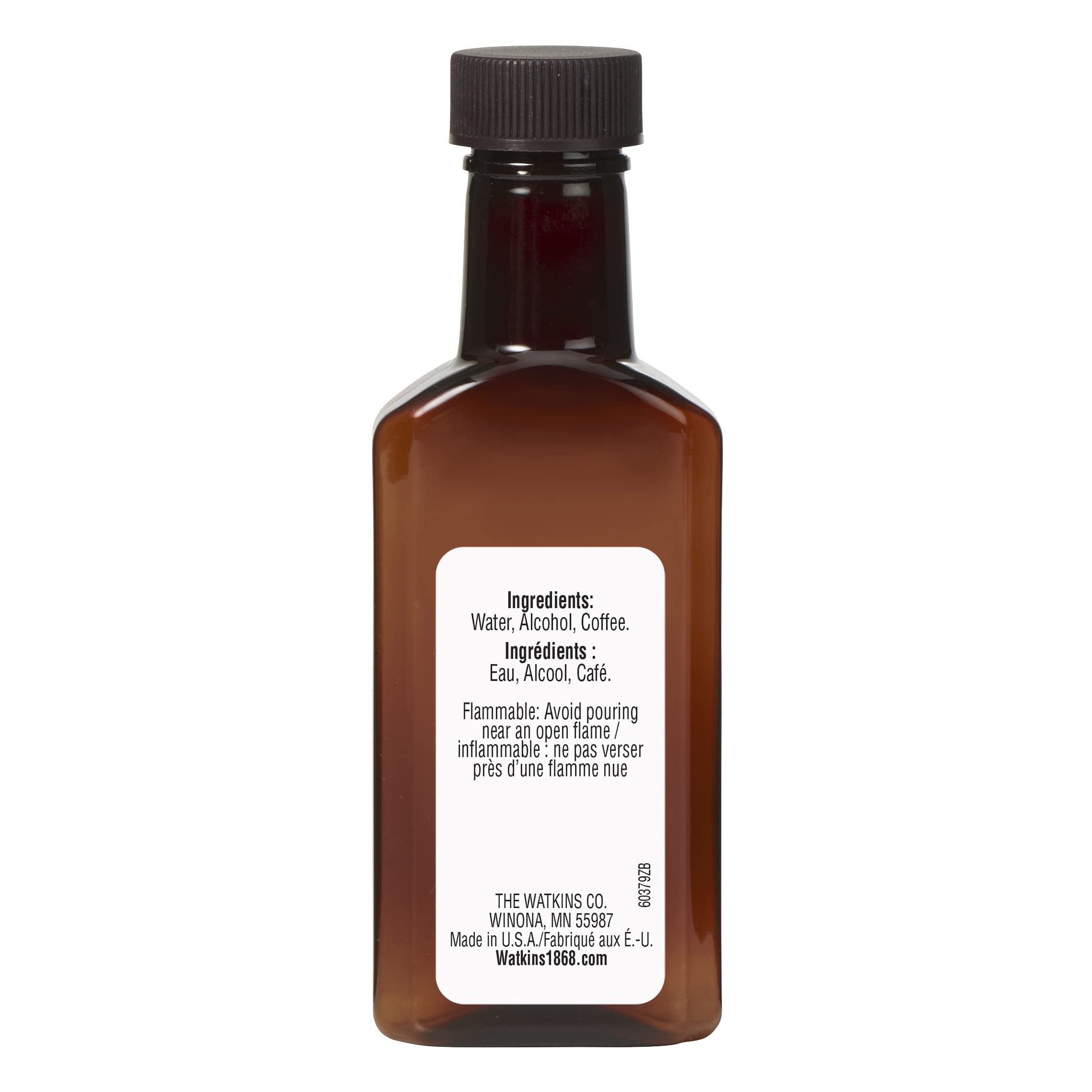 Watkins Pure Coffee Extract label close-up shows authentic ingredients