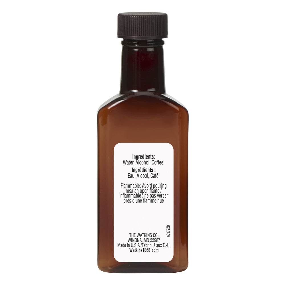 Watkins Pure Coffee Extract label close-up shows authentic ingredients