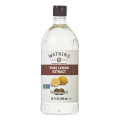 Watkins Pure Lemon Extract 32 oz bottle ideal for baking and flavoring.