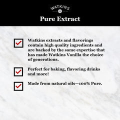 Watkins lemon extract glass bottle on kitchen counter for quick flavor boosts.