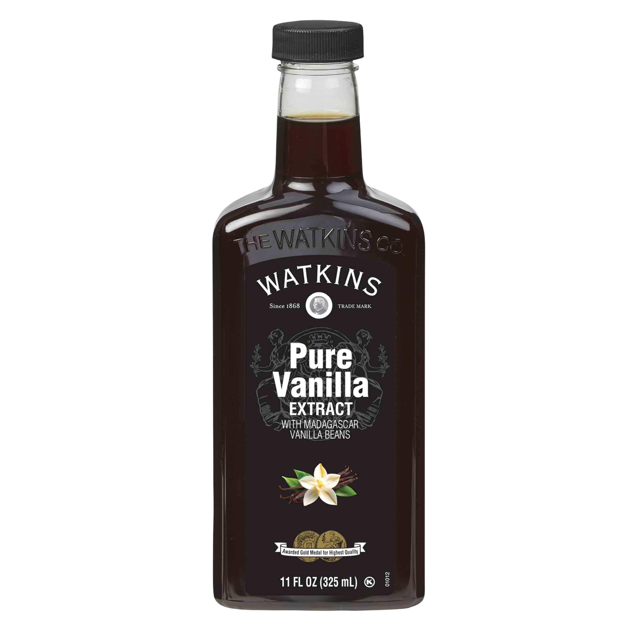 Watkins Pure Vanilla Extract bottle front highlighting premium labeling for reliable flavor