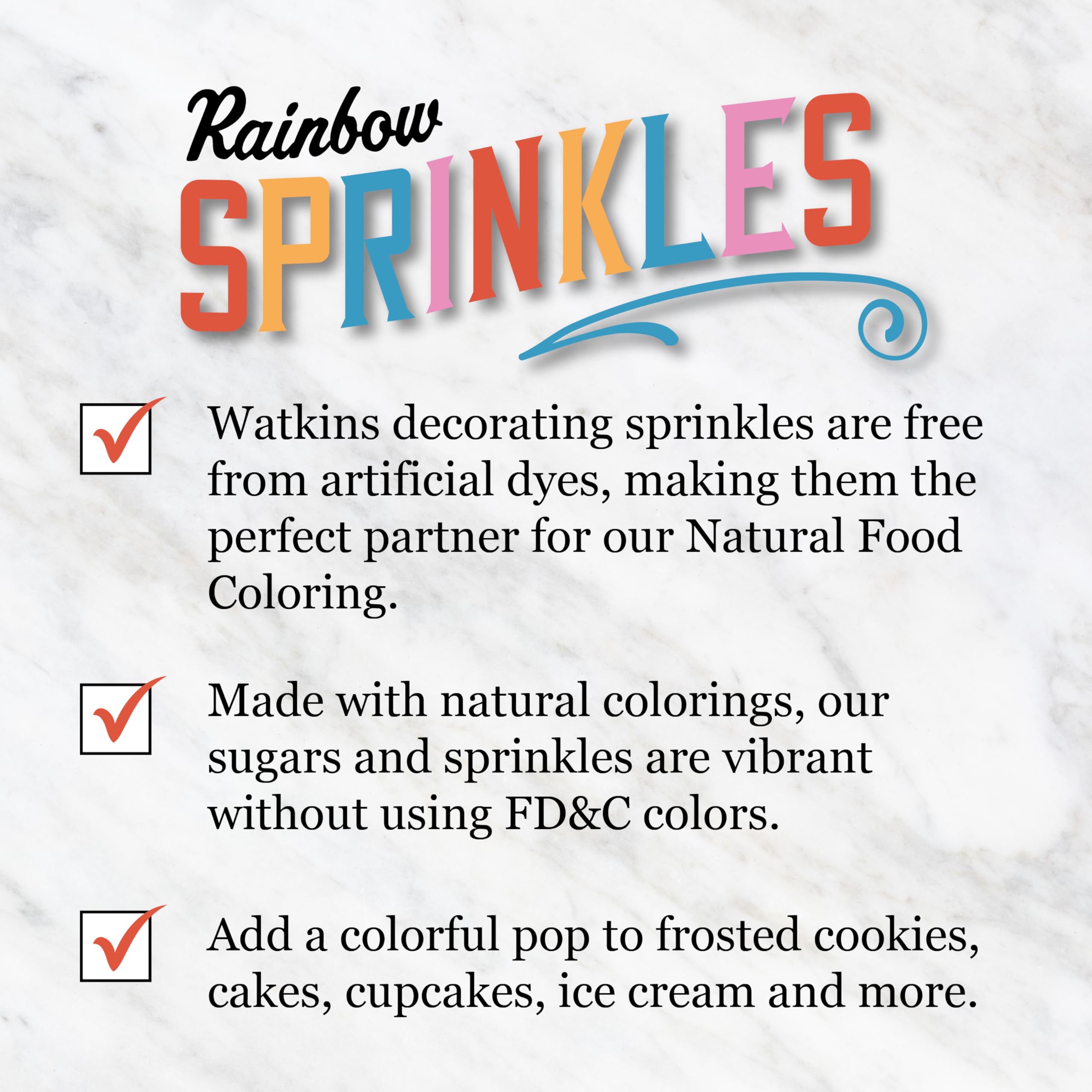 Watkins Rainbow Sprinkles sprinkled on cookies on a tray