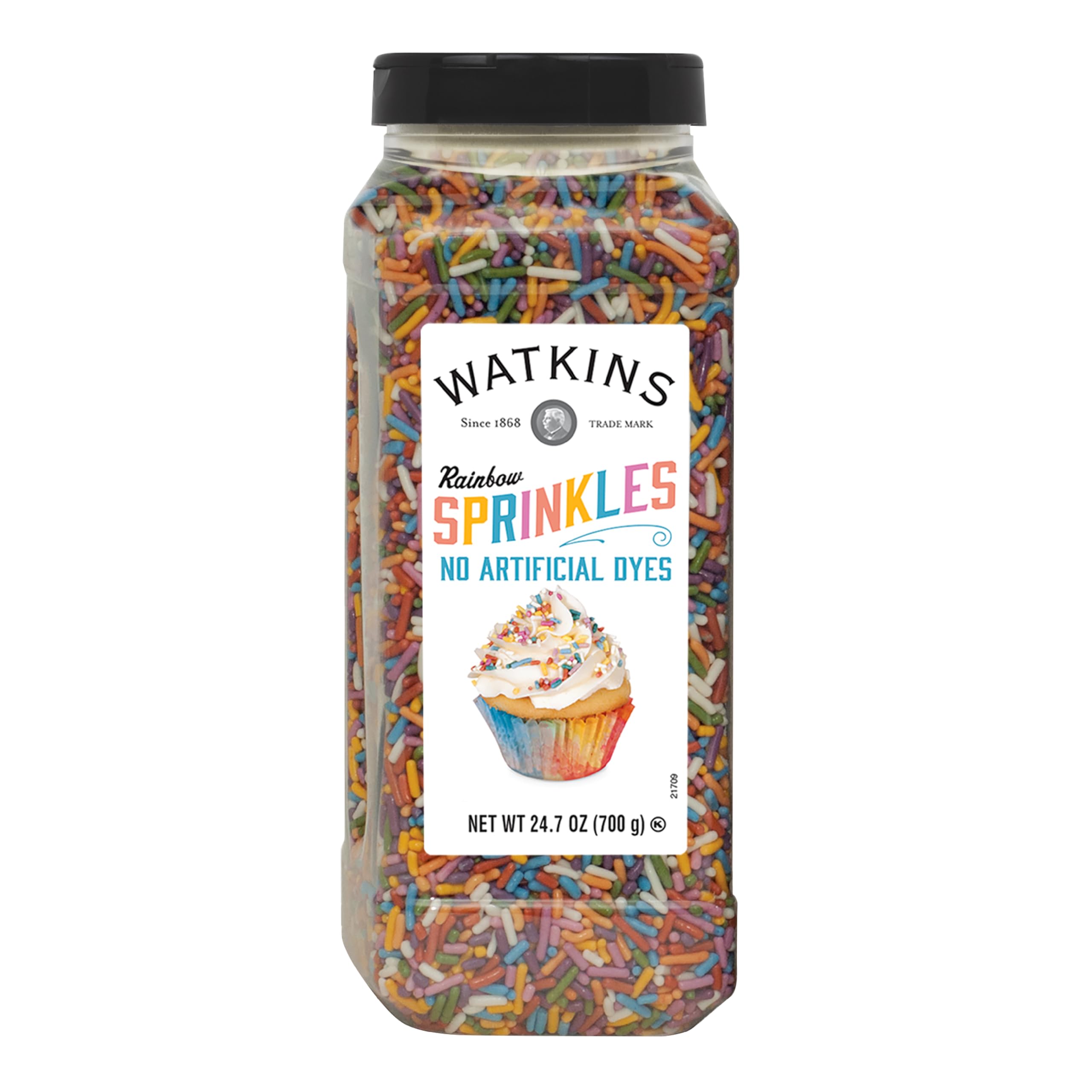 Watkins Rainbow Sprinkles with natural colorings add vibrant dessert color.