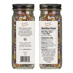 Watkins Rainbow Sprinkles sprinkled on a cupcake show clean color without artificial additives