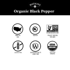Watkins ground pepper on the counter brightens soups and roasted vegetables.