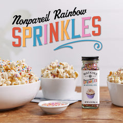 Watkins sprinkles on cake frosting add festive color and texture.
