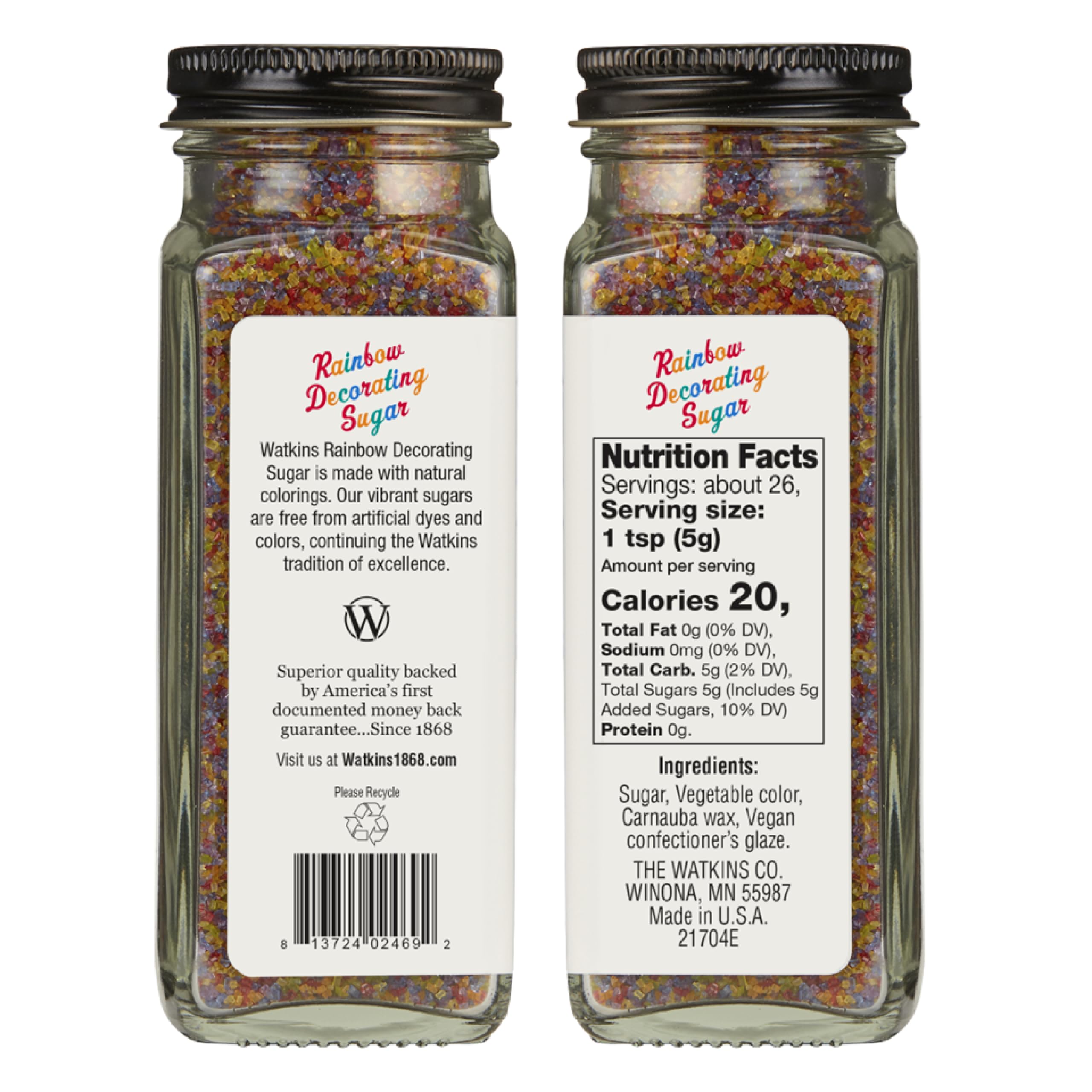 Watkins Sugar Rainbow Decorating pouring action highlights rainbow crystals perfect for cupcakes