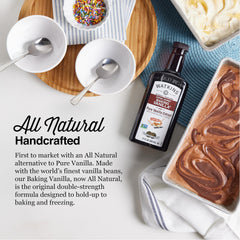 Watkins vanilla bottle label close-up showing non-GMO ingredients