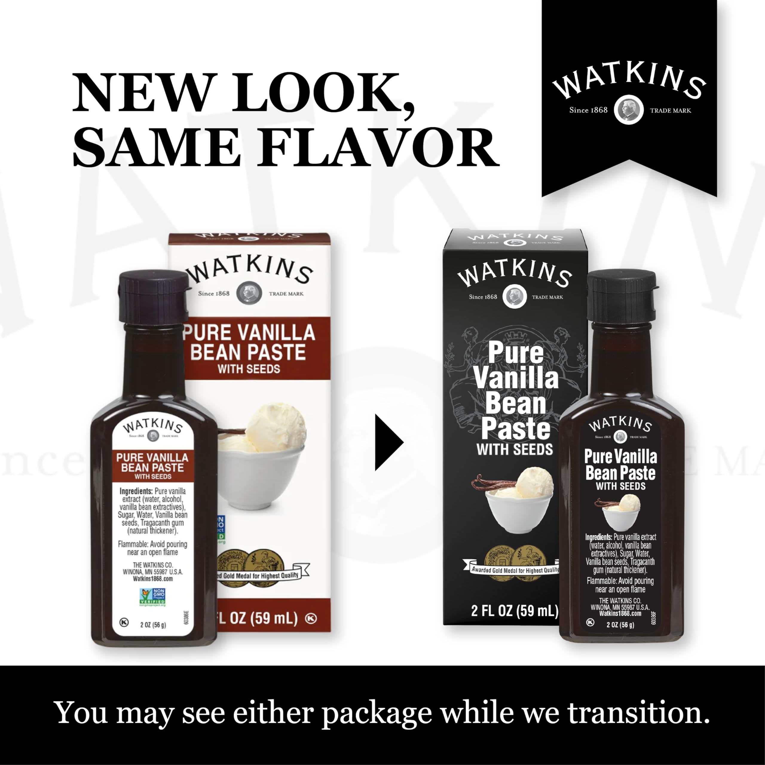 Watkins Vanilla Paste dessert idea featuring visible vanilla bean specks in a shake.