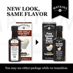 Watkins Vanilla Paste dessert idea featuring visible vanilla bean specks in a shake.