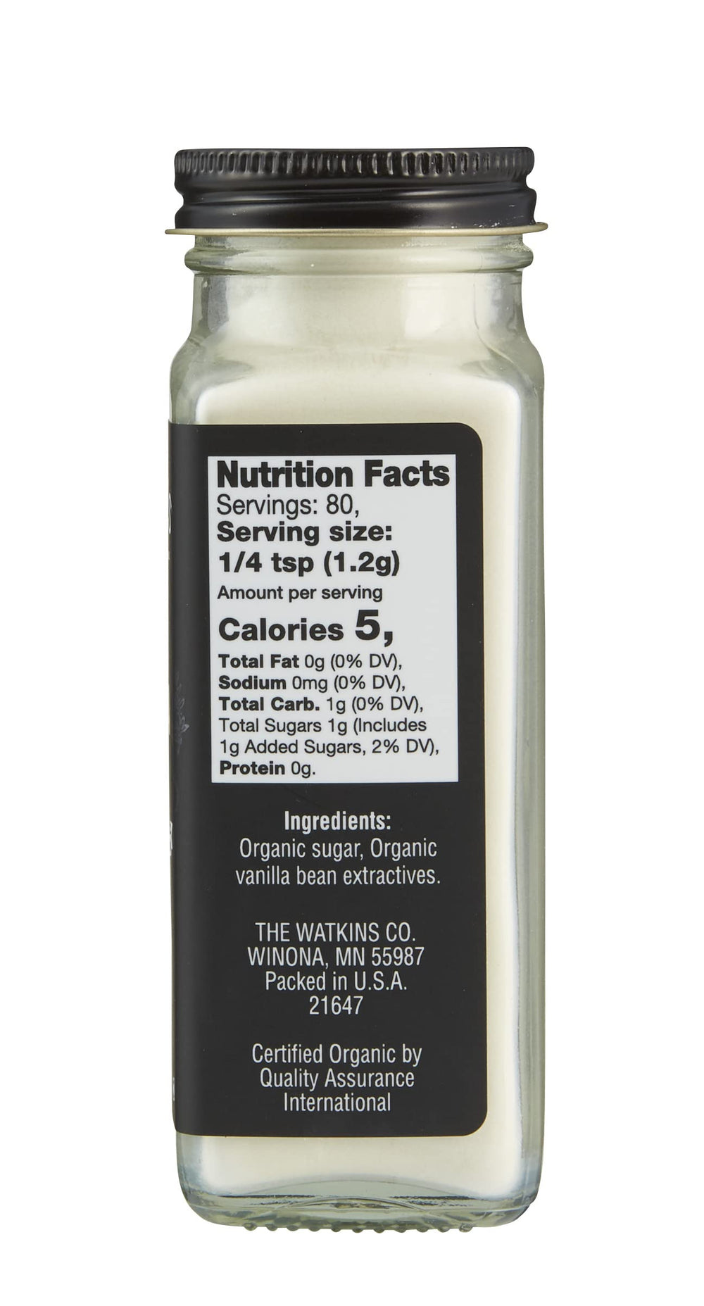 Watkins Vanilla Powder bottle-pour enables easy, precise measuring in recipes